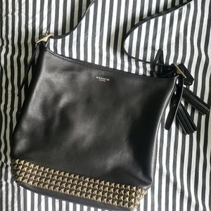 Coach Legacy Studded Black Leather Shoulder Bag
